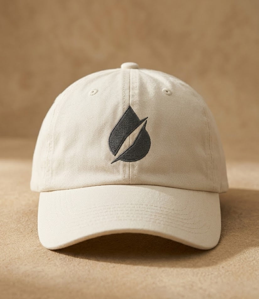DripCap Vintage Dad Hat Krem - ön, Damla logo