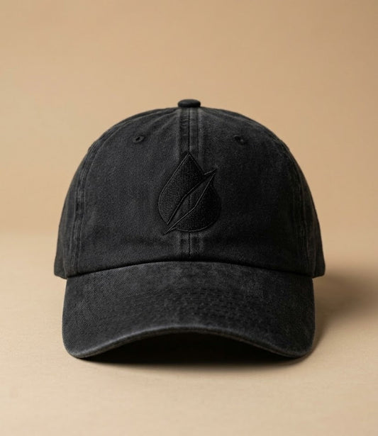 DripCap Vintage Dad Hat Siyah - ön, Damla logo